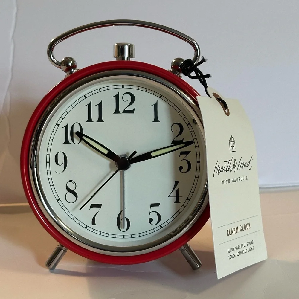 Hearth & Hand Red Retro Alarm Clock - Picture 1 of 2